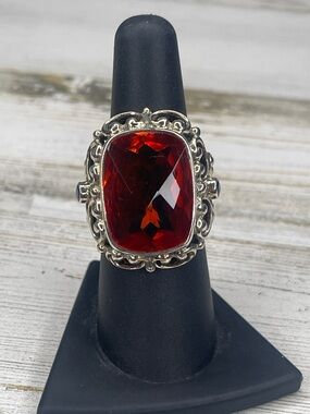 Nicky Butler Sterling Silver Orange Quartz Statement Ring Bali Style
